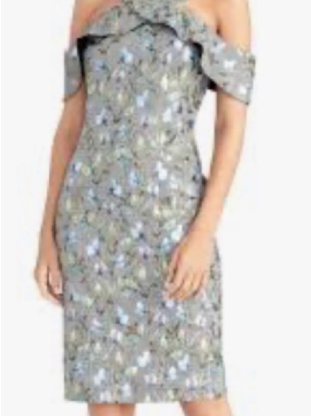 RACHEL Rachel Roy Silver Off-Shoulder Sequin Mini Dress